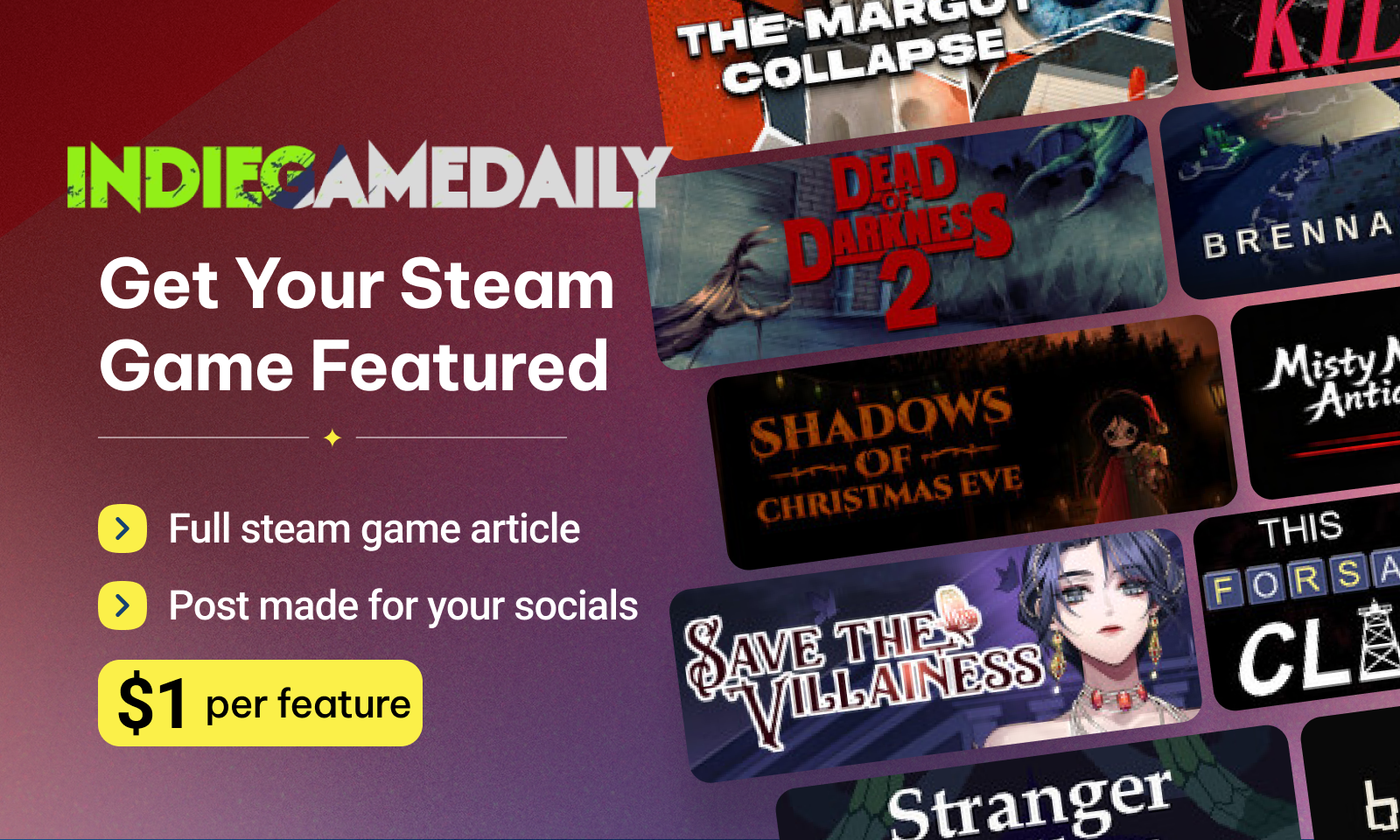 Help Players Discover Your Indie Steam Game for Just $1